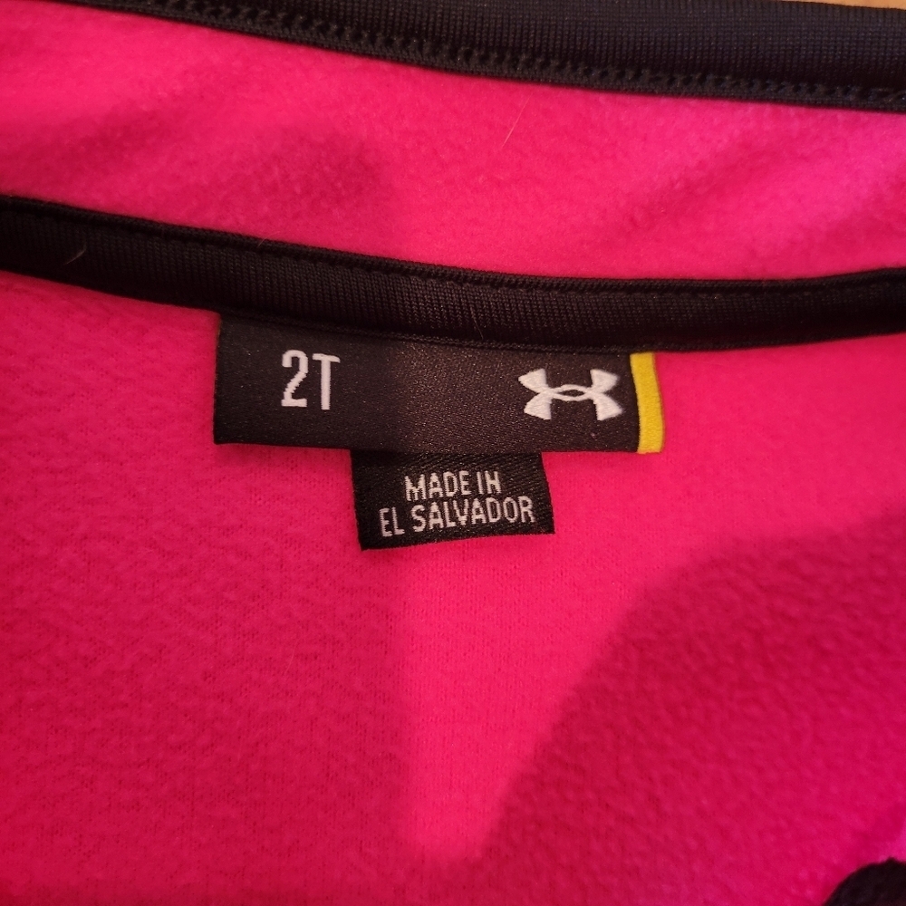Under Armour Kids Bright Pink Quarter-Zip Fleece Size 2T - Picture 3 of 4